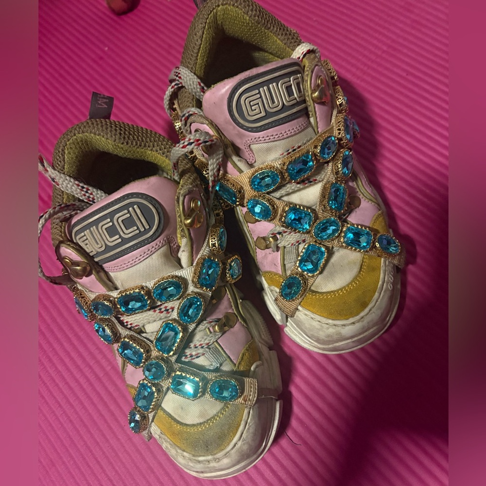 Gucci woman  Sneakers with Blue and Yellow Highlights